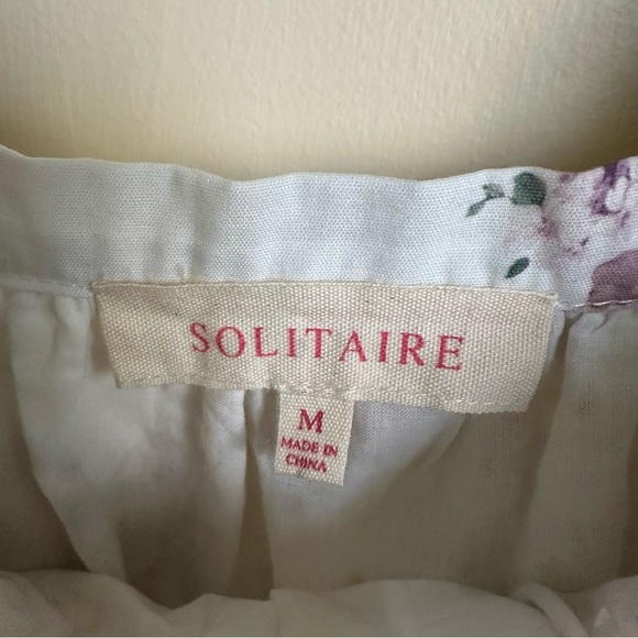 Solitaire size Medium Eyelet Lace Babydoll Top Blouse Floral Cream Spring Lined - Picture 5 of 6